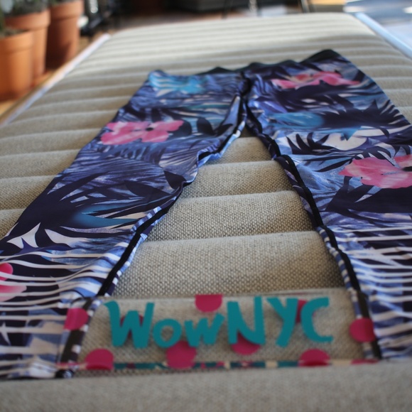 Yoga Pants High Quality Printed BLUE Floral  Sport - Picture 8 of 9